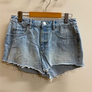 Garage Light Blue Jean Shorts with Star Embroidery